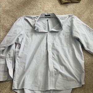 Chaps Men's Blue and White Striped Shirt